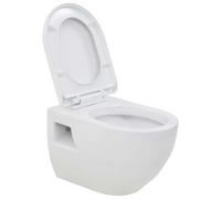 vidaXL: Wall-Hung, Ceramic Toilet - Easy-to-Install and Clean - Space Saving, Modern Design - Soft-Close System - White