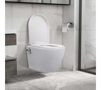 vidaXL Wall Hung Rimless Toilet With Bidet Function Ceramic White Sleek Toilet