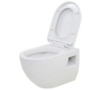 vidaXL: Wall-Hung, Ceramic Toilet - Easy-to-Install and Clean - Space Saving, Modern Design - Soft-Close System - White