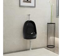 vidaXL Wall Hung Urinal with Flush Valve Ceramic Black Wall-mounted Urinal