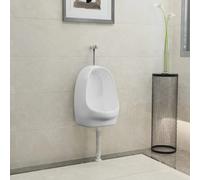 vidaXL Wall Hung Urinal with Flush Valve Ceramic White Wall-mounted Urinal
