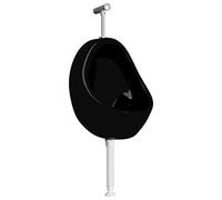 vidaXL Wall Hung Urinal with Flush Valve Streamlined Design Commercial Residential Use Bathroom Toilet Washout Wall-mounted Urinal Ceramic Black
