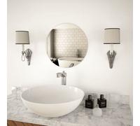 vidaXL Wall Mirror - 40cm Round Glass Silver Modern Wall-mounted Dresser for Bedroom/Living Room/Dressing Room