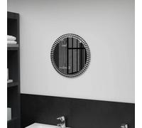 vidaXL Round Wall Mirror with Acrylic Crystal Rim - Decorative Tempered Glass Mirror for Living Room, Bedroom, Bathroom - Easy to Mount - 40 cm, Silver