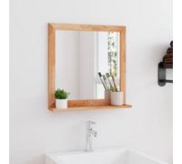 vidaXL Solid Wood Walnut Wall Mirror Wooden Vanity Make up Cosmetic Mirror