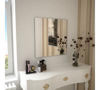 vidaXL Wall Mounted Dresser Mirror - Silver, Modern, Square Glass Mirror - Ideal for Bedroom, Living Room, Dressing Room Decor