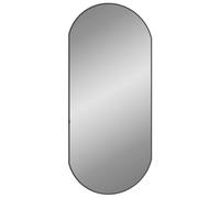 vidaXL Wall Mirror - 90x40 cm Oval, PVC Frame, Black - Versatile Mounting for Home Decor, Clear Glass Reflection in Living Room, Hallway, Bathroom
