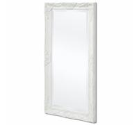 vidaXL Wood Wall Mirror with Decorative Baroque Frame - Traditional Style Rectangular Mirror with Beveled Edge - Wall-mounted Fixed Mirror - Size 100x50 cm - Colour White