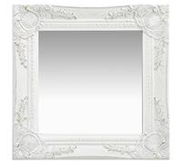 vidaXL Wall Mirror Baroque Style 40x40 cm White Hanging Mirror Bathroom Mirror