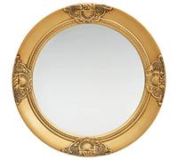 vidaXL Wall Mounted Mirror - Baroque Style Round Mirror in Gold - Decorative Mirror for Living Room, Bedroom, and Dressing Room