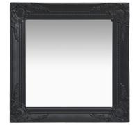 vidaXL Black Wall Mirror - Square Dressing Room Mirror with Intricate Baroque Styled Wooden Frame and Bevelled Edge - Wall-Mounted
