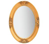 vidaXL Wall Mounted Dresser - Oval Gold Baroque Style Wall Mirror with Unique Bevelled Edge and Crafted Wooden Frame - 50x70 cm