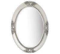 vidaXL Wall Mirror Baroque Style 50x70 cm Silver Hanging Makeup Bathroom Decor
