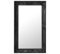 vidaXL Baroque Style Wall Mirror - Black Wooden Frame with Decorative Pattern - 50x80 cm - Ideal for Dressing Room, Bedroom, and Living Room Decor