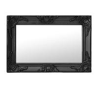 vidaXL Wall Mirror | Black Baroque Style | Ornate Wooden Frame Design | 60x40 cm | Sturdy Wooden Craftsmanship | Rectangle Shaped Mirror | Ideal for Dressing-Room | Ready-to-mount