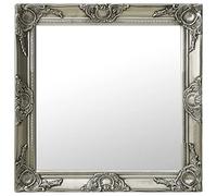 vidaXL Silver Wall Mirror - Baroque Style Square Mirror with Ornate Wooden Frame ideal for Dressing Room and Living Area - 60x60 cm