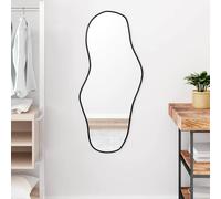 vidaXL Wall-Mounted Glass Vanity Mirror - Black, PVC Frame Home Decor Mirror for Bathroom, Living Room, Hallway - 100x45 cm