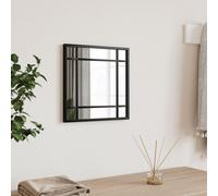 vidaXL Wall-Mounted Square Mirror in Black - Durable Iron Frame, 30x30 cm, Clear Glass Mirror for Bedroom, Bathroom, Hallway, Living Room