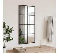 vidaXL Wall Mirror - Black, Rectangular, Powder-Coated Iron Frame, Ideal for Bedroom, Bathroom, Living Room, Hallway, 40x80 cm