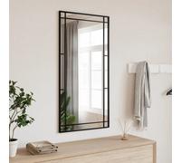 vidaXL Wall-mounted Black Iron Mirror: Sleek 50x100 cm Rectangular Mirror with Powder-coated Frame for Bedroom, Living Room and Bathroom Décor