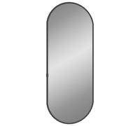vidaXL Wall Mirror Bathroom Hallway Bedroom Home Decoration Hanging Wall-mounted Vanity Make up Cosmetic Mirror Black 50x20 cm Oval