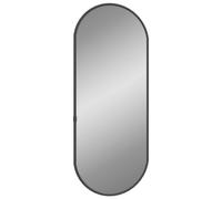 vidaXL Wall Mirror Black - 50x20 cm Oval Glass Mirror for Vanity, Hallway, Living Room - Sleek PVC Frame - Modern Wall-Mounted Decor