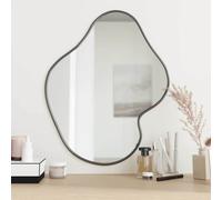 vidaXL Wall Mirror, Black - Decorative Wall-mounted Vanity Mirror for Bathroom, Bedroom, Living Room - 60x50cm, Modern Minimalistic Design, Durable Glass with PVC frame