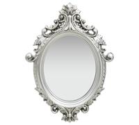 vidaXL Wall Mirror Castle Style Silver Hanging Mirror Antique Mirror Bathroom