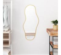 vidaXL Wall-Mounted Mirror in Gold - 90x40cm Glass Vanity Mirror for Bathrooms, Hallways and Bedrooms - Modern Decorative Piece