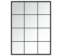 vidaXL Wall Mirror Indoor Home Living Room Decor Vanity Make up Bathroom Bedroom Wall-mounted Mirror with Mounting Hook Black Metal