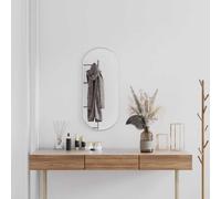 vidaXL Oval Silver Wall Mirror - 80x35 cm PVC Frame, Modern Aesthetic, Versatile for Makeup and Home Decor