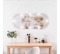 vidaXL Wall Mirror With LED Lights 40x90 cm Glass Oval, Silver