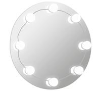 vidaXL Wall Mirror with LED Lights Round Glass LSO UK