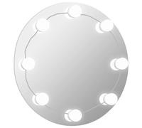 vidaXL Wall Mirror with LED Lights Round Glass Wall-Mounted Makeup Mirror