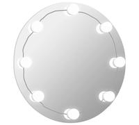 vidaXL Wall Mirror with LED Lights Round Glass Wall-Mounted Makeup Mirror