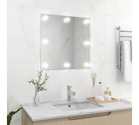 vidaXL Wall Mirror with LED Lights Square Glass Wall-Mounted Makeup Mirror