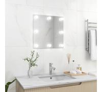 vidaXL Wall Mirror with LED Lights Square Glass Wall-Mounted Makeup Mirror