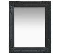 vidaXL Wall Mirror with Ornate Frame - Baroque Style Rectangle Wall-mounted Vanity Dresser - 50x60 cm - Black
