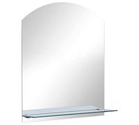 vidaXL Wall Mirror with Shelf Living Room Cosmetic Bathroom Makeup Vanity Decoration 30x50cm Tempered Glass