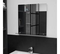 Wall Mirror with Shelf 50x50 cm Tempered Glass