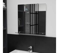 Wall Mirror with Shelf 50x50 cm Tempered Glass