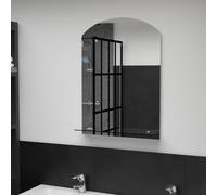vidaXL Wall Mirror with Shelf 50x70cm Tempered Glass Bathroom Makeup Vanity