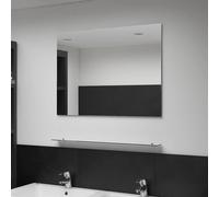 vidaXL Wall Mirror with Shelf 80x60cm Tempered Glass Bathroom Cosmetic Mirror