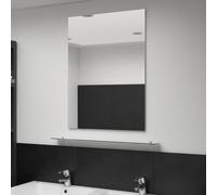 vidaXL Wall Mirror with Shelf 80x60cm Tempered Glass Bathroom Cosmetic Mirror