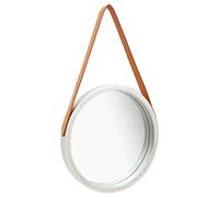 vidaXL Silver Wall Mirror with Adjustable Faux Leather S - Stylish Round Mirror for Home and Office Decor