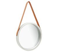 vidaXL Silver Wall Mirror with Adjustable Faux Leather S - Stylish Round Mirror for Home and Office Decor