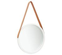 vidaXL Wall Mirror with Strap 40 cm White Hanging Mirror Retro Mirror Bathroom