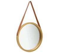 vidaXL Wall Mirror with S 50 cm - Retro Design | Adjustable S | Paulownia Wood Frame | Gold and Brown