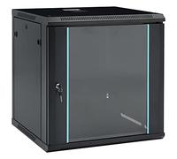 vidaXL Wall Mount Metal Network Cabinet, 12U, IP20, Lock and Key, Indoor, Compatible with Network Equipment, 19''