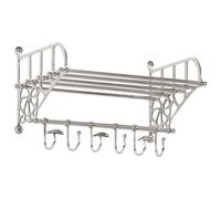 vidaXL Wall-Mounted Aluminium Luggage Rack with Coat Hangers - Modern Silver Towel/Cloakroom Shelf with Adjustable Hooks, Space-Saving Design for Bathrooms and Hallways